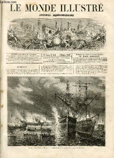 LE MONDE ILLUSTRE N652 - Incendie dans la rade de Bordeaux, L'Hirondelle n3 remorquant les navires pour les isoler.