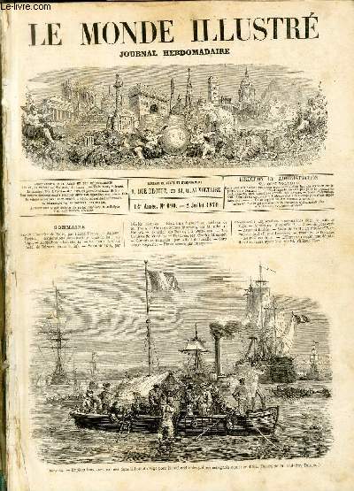 LE MONDE ILLUSTRE N°690 - Espagne - Explorations sous-marines dans la baie de Vigo pour la recherche des galions espagnols coulés en 1702. (dessin de M.Godefroy Durand).