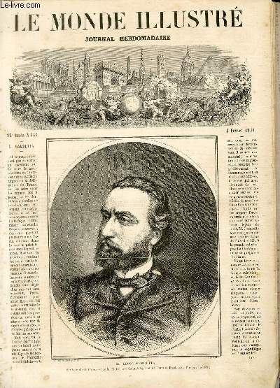 LE MONDE ILLUSTRE N721 M. Lon Gambetta, ministre de l'intrieur et de la guerre prs de la dlgation de Tours et Bordeaux