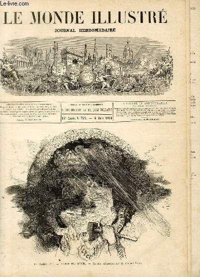 LE MONDE ILLUSTRE N725 - 1 Mars 1871 - Paris en deuil - cusson allgorique par M.Edmond Morin.