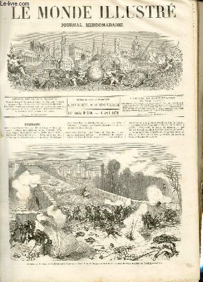 LE MONDE ILLUSTRE N730 - Journe du 2 avril - Collision entre l'arme de Versailes et les gardes nationaux fdrs de Paris au pont de Neuilly-sur-Seine.