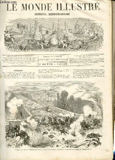 LE MONDE ILLUSTRE N730 - Journe du 2 avril - Collision entre l'arme de Versailes et les gardes nationaux fdrs de Paris au pont de Neuilly-sur-Seine.