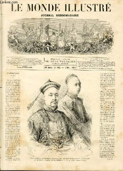 LE MONDE ILLUSTRE N764 Thchong-Haou, ambassadeur chinoiset son interprte Tshing reut le 23 novembre par M. Thiers au palais de la prsidence