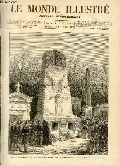 LE MONDE ILLUSTRE N978 - Inauguration au Pre-Lachaise du monument des gnraux Lecomte et Clment Thomas.