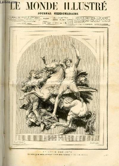 LE MONDE ILLUSTRE N1101 - Le gnie des arts, haut relief, par M.Merci, surmontant le grand guichet du Louvre.