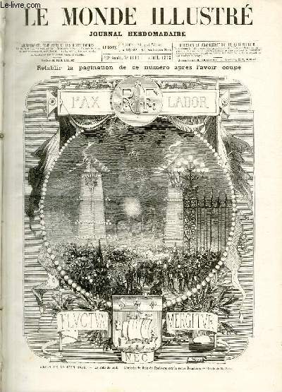 LE MONDE ILLUSTRE N1110 Paris le 30 Juin 1878