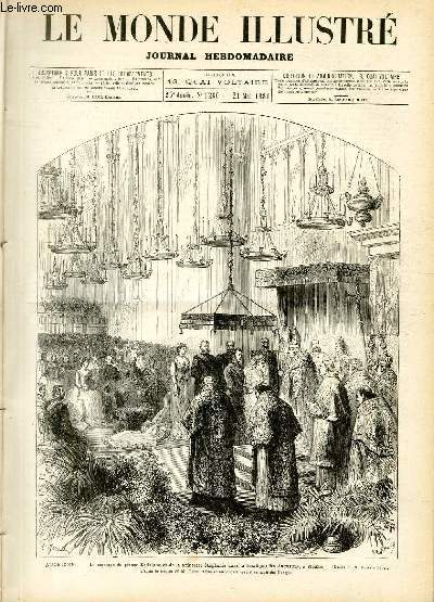 LE MONDE ILLUSTRE N1260 - Autriche - Le mariage du prince Rodolphe et de la princesse Stphanie dans la basiliquedes Augustins,  Vienne.