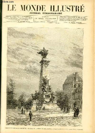 LE MONDE ILLUSTRE N1444 - Projet du monument Gambetta, M.Boileau fils, architecte, M.Aub, sculpteur.