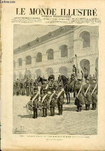 LE MONDE ILLUSTRE N2024 - Paris, allocution du gnral de Saint-Germain au drapeau du 200e rgiment dans la cour des Invalides (dessin de M.L. Bombled).