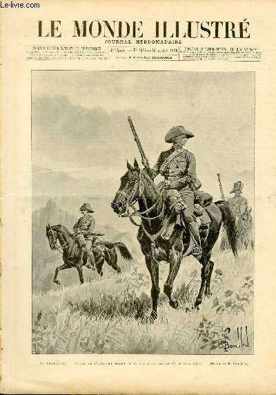 LE MONDE ILLUSTRE N2025 - Au Transvaal, soldats de l'infanterie monte de la Chartered company en reconnaissance (dessin de M.Bombled).