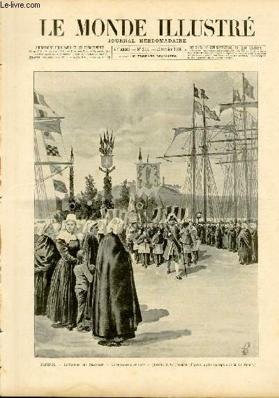 LE MONDE ILLUSTRE N2030 - Paimpol, le pardon des islandais, la procession au port (dessin de Bombled, d'aprs la photographie de M.Le Merle)