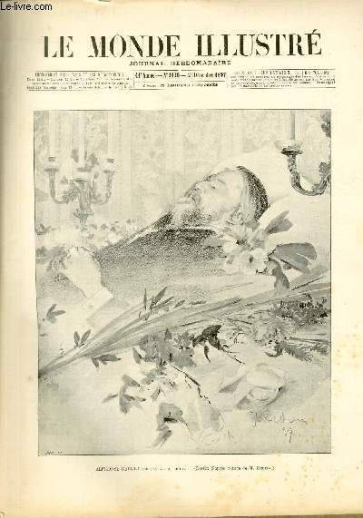 LE MONDE ILLUSTRE N2126 Alphonse Daudet sur son lit de mort