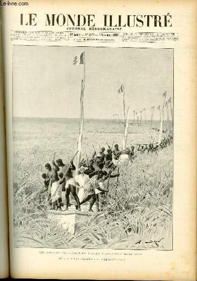 LE MONDE ILLUSTRE N2171 - Expdition Marchand - Les pirogues se frayent en passage dans la mer des roseaux.