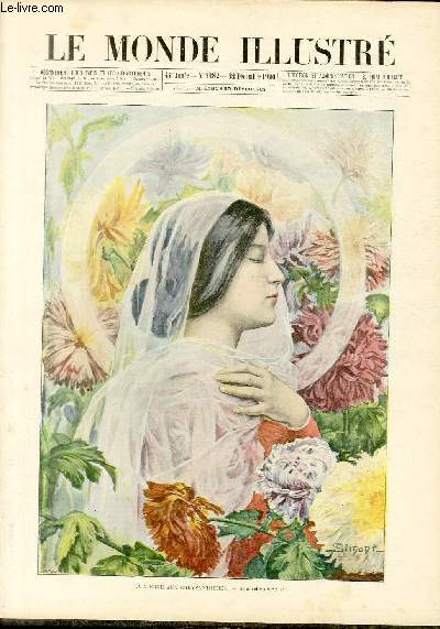 LE MONDE ILLUSTRE N2282 La vierge aux chrysanthmes (Aquerelle en couleurs de Simont)