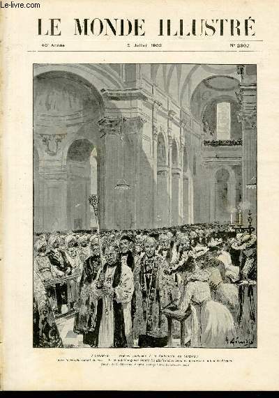 LE MONDE ILLUSTRE N2362 - A Londres - prires publiques  la cathdrale de Saint-Paul pour le rtablissement du roi - le chapitre anglican chante les litanies et se rend en procession autour de l'glise.