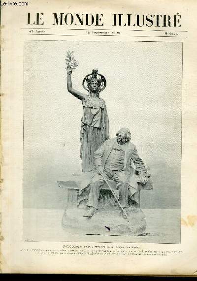 LE MONDE ILLUSTRE N2424 Statue d'Ernest Renan,  Treguier, par le sculpteur Jean Boucher