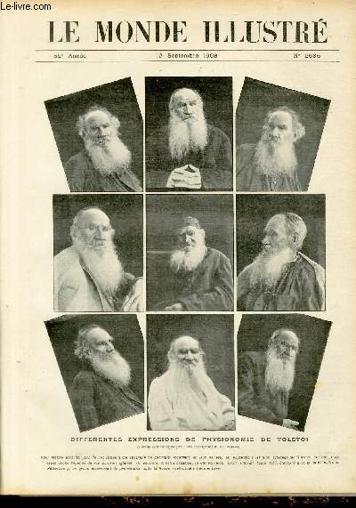 LE MONDE ILLUSTRE N2685 - Differentes expressions de physionimie de Tolstoi.