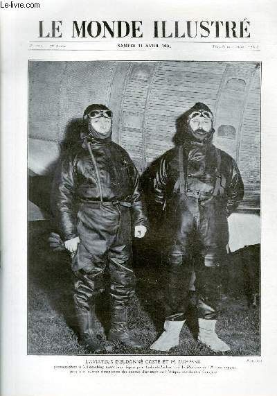 LE MONDE ILLUSTRE N 3825 - l'aviateur Dieudonn Coste et M.Dumesnil.
