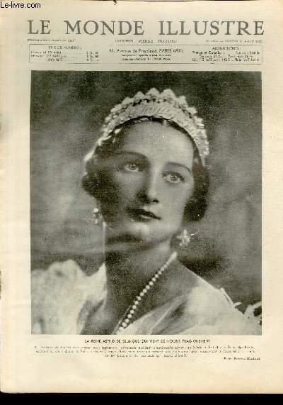 LE MONDE ILLUSTRE N 4054 - La reine Astrid de Belgique qui vient de mourir tragiquement.