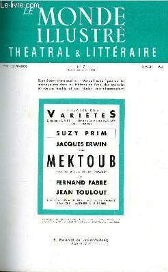 LE MONDE ILLUSTRE THEATRAL & LITTERAIRE N7 (supplment au n4424)