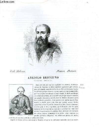 Biographie de Angiolo Bronzino (n vers 1502, mort en 1572) ; Ecole Italienne ; Histoire, Portraits ; Extrait du Tome 2 de l'Histoire des peintres de toutes les coles.