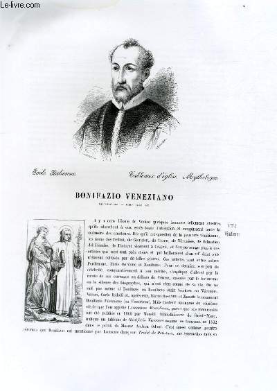 Biographie de Bonifazio Veneziano (né vers 1500, mort vers 1562) ; Ecole Italienne ; Tableaux d'église, Mythologie ; Extrait du Tome 3 de l'Histoire des peintres de toutes les écoles.