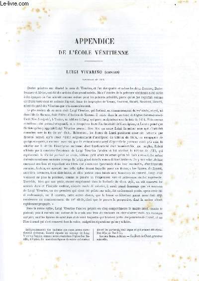Appendice de l'Ecole Vénitienne ; Extrait du Tome 3 de l'Histoire des peintres de toutes les écoles.