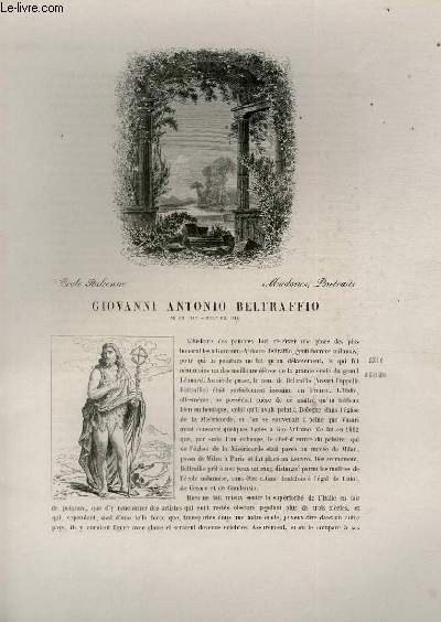 Biographie de Giovanni Antonio Beltraffio (n en 1467, mort en 1516) ; Ecole Italienne ; Madones, Portraits ; Extrait du Tome 5 de l'Histoire des peintres de toutes les coles.