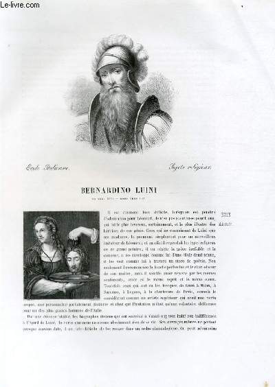 Biographie de Bernardino Luini (n vers 1470, mort vers 1531) ; Ecole Italienne ; Sujets religieux ; Extrait du Tome 5 de l'Histoire des peintres de toutes les coles.