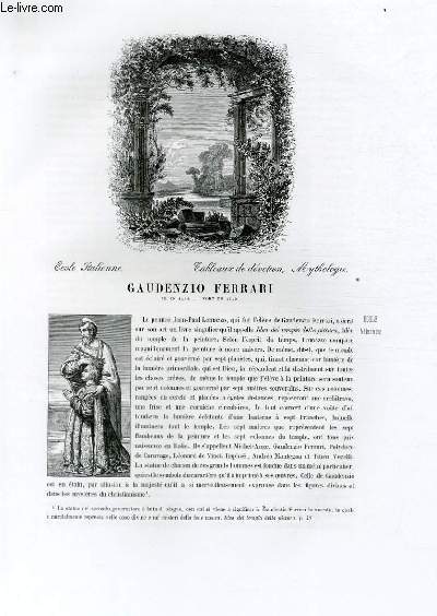 Biographie de Gaudenzio Ferrari (n en 1484, mort en 1549) ; Ecole Italienne ; Tableaux de dvotion, Mythologie ; Extrait du Tome 5 de l'Histoire des peintres de toutes les coles.