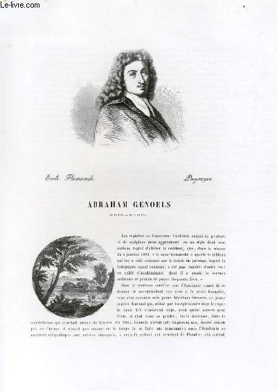Biographie d'Abraham Genoels (1640-1723) ; Ecole Flamande ; Paysages ; Extrait du Tome 7 de l'Histoire des peintres de toutes les coles.