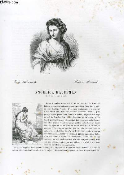 Biographie d'Angelica Kauffman (1741-1807) ; Ecole Allemande ; Histoire, Portrait ; Extrait du Tome 8 de l'Histoire des peintres de toutes les coles.