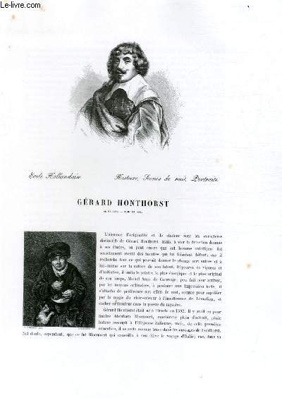 Biographie de Grard Honthorst (1592-1666) ; Ecole Hollandaise ; Histoire, Scnes de nuit, Portraits ; Extrait du Tome 9 de l'Histoire des peintres de toutes les coles.