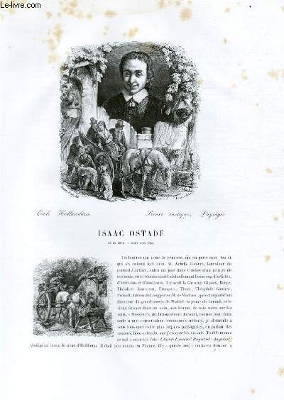 Biographie de Isaac Ostade (1617-1654) ; Ecole Hollandaise ; Scnes rustiques, Paysages ; Extrait du Tome 9 de l'Histoire des peintres de toutes les coles.