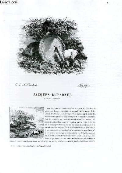 Biographie de Jacques Ruysdael (1635-1681) ; Ecole Hollandaise ; Paysages ; Extrait du Tome 10 de l'Histoire des peintres de toutes les coles.