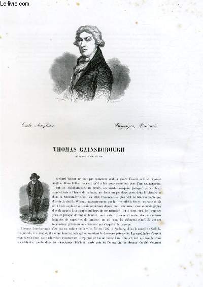 Biographie de Thomas Gainsborough (1727-1788) ; Ecole Anglaise ; Paysages, Portraits ; Extrait du Tome 14 de l'Histoire des peintres de toutes les coles.