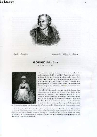 Biographie de Geoprge Romney (1734-1802) ; Ecole Anglaise ; Portraits, Histoire, Posie ; Extrait du Tome 14 de l'Histoire des peintres de toutes les coles.