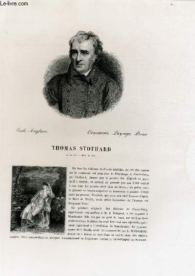 Biographie de Thomas Stothard (1755-1834) ; Ecole Anglaise ; Ornement, Paysage, Posie ; Extrait du Tome 14 de l'Histoire des peintres de toutes les coles.