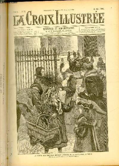 LA CROIX ILLUSTREE N 14 - Deuxime anne - La vente des rameaux devant l'glise de la Madeleine,  Paris (dessin de Jordic, gravure de Nasellier-Marie).