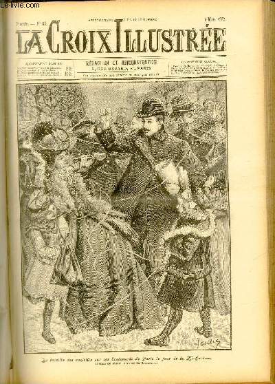 LA CROIX ILLUSTREE N 63 - Troisime anne - La bataille des confettis sur le boulevard de Paris le jour de la Mi-Carme (dessin de Jordic, gravure de Bauchart).