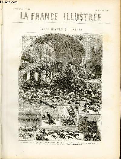 LA FRANCE ILLUSTREE N 330 - Faits divers illustrs: Cyclone  l'ile de la Runion - exposition des animaux gras - la voleuse d'enfants - boulement d'un four  Montereau - accident aux courses d'Auteuil - Attaques de nuit, dessin de Frat.