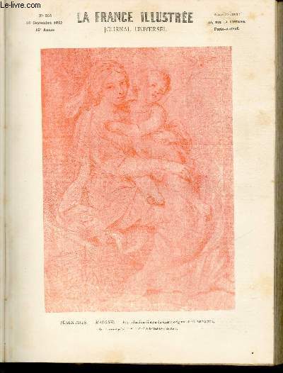 LA FRANCE ILLUSTREE N 928 - Beaux-arts, Madone, reproduction direct du dessin original de C.Netscher, Gracieusement prt par M.le cur de la Madeleine de Paris.