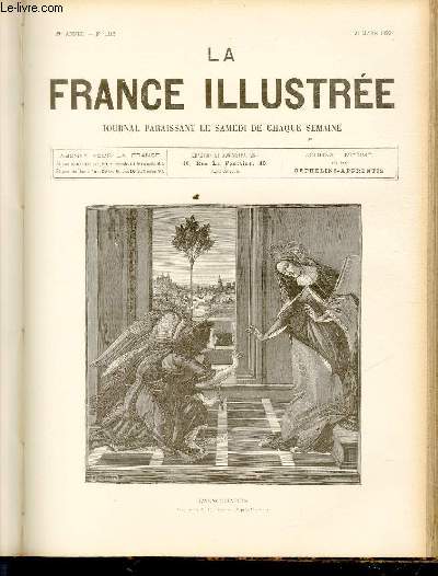 LA FRANCE ILLUSTREE N 1112 L'annonciation - Gravure de M. E. Froment, d'aprs Botticelli.