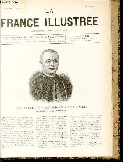 LA FRANCE ILLUSTREE N 1278 - Son Excellence Monseigneur Lorenzelli, le nouveau non apostolique.