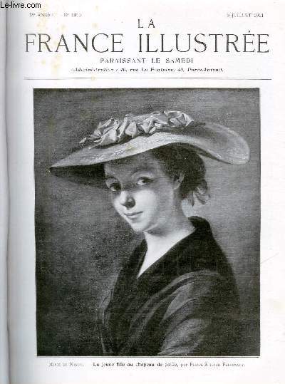 LA FRANCE ILLUSTREE N 1910 - Muse du Louvre, la jeune fille au chapeau de paille, par Pierre-Etienne Falconnet.