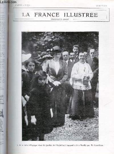 LA FRANCE ILLUSTREE N 2021 - S.M. la Reine d'Espagne dans les jardins de l'Orphelinat espagnol cr  Neuilly par M.Casa-Riera.