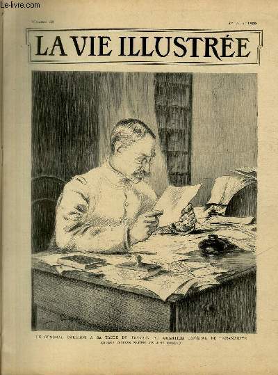 LA VIE ILLUSTREE N 33 Le gnral Gallini a sa table de travail, au quartier gnral de Tananarive (dessin d'aprs nature de Jos Engel).