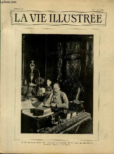 LA VIE ILLUSTREE N 36 M. Emile Zola dans son cabinet de travail de la rue de Bruxelles (19 Juin 1899 - Photographie de la Vie Illustre)