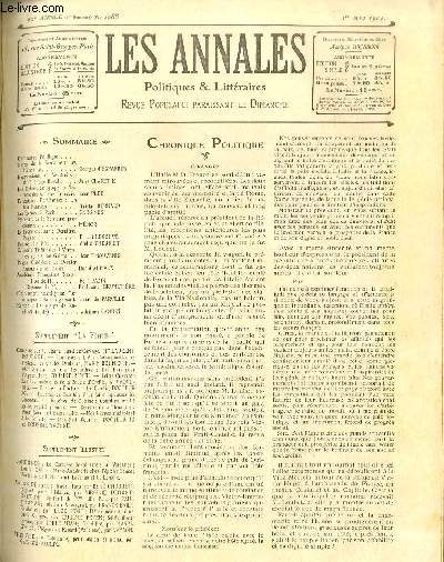 LES ANNALES POLITIQUES ET LITTERAIRES N 1088 (1er semestre) Impressions et Souvenirs - Un mnage royal, par Jules Claretie.