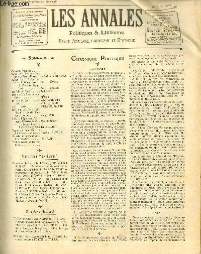 LES ANNALES POLITIQUES ET LITTERAIRES N 1096 (1er semestre) Autour d'une statue - Le culte de George Sand, par Marcel Prvost.